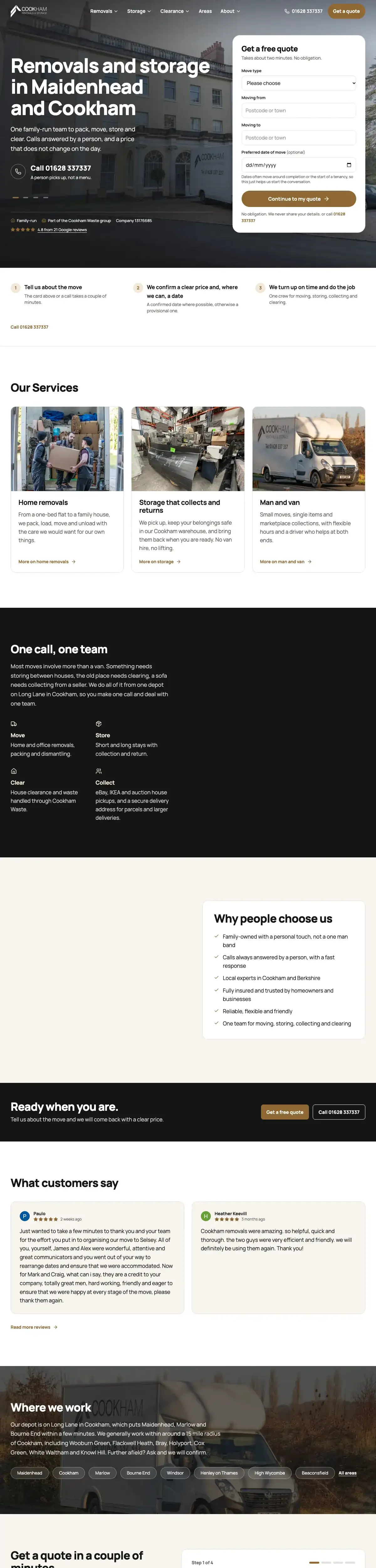 Cookham Removals & Storage website built by Launch Labs UK
