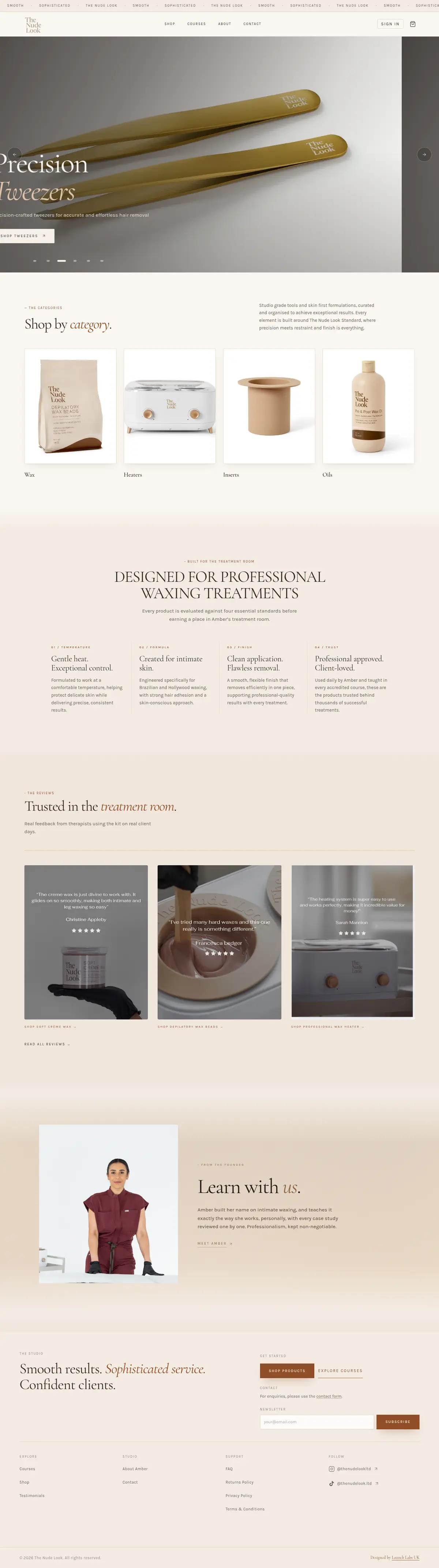 The Nude Look website, wax products and training platform built by Launch Labs UK